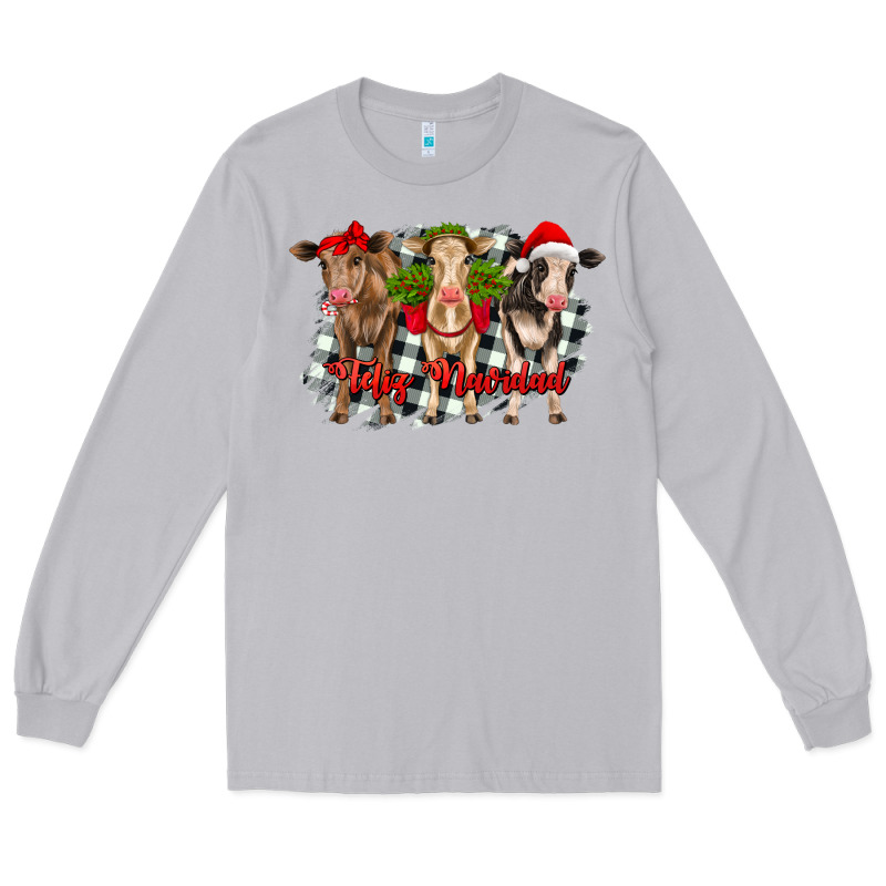 Feliz Navidad Heifers Front View Long Sleeve Tee by RanaPortraitStore | Teevron