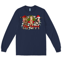 Navy feliz navidad heifers front view Long Sleeve Tee - RanaPortraitStore