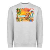 Heather Grey sunset beach background Heavyweight Sweatshirt - BarkalooDesign