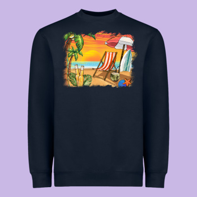 Sunset Beach Background Heavyweight Sweatshirt Designed By Barkaloodesign