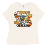 Bone stressed blessed pumpkin spice obsessed Ladies Tee - CowGirlArtShop