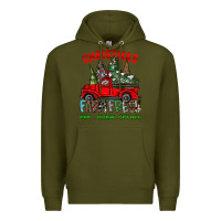 Army Green christmas tree farm truck Premium Hoodie - CowhideDigitalArt