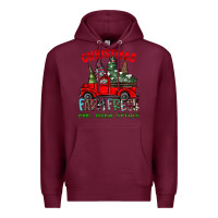 Burgundy christmas tree farm truck Premium Hoodie - CowhideDigitalArt