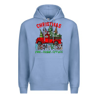 Colony Blue christmas tree farm truck Premium Hoodie - CowhideDigitalArt