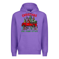 Purple christmas tree farm truck Premium Hoodie - CowhideDigitalArt