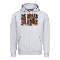 Heather Grey leopard cowhide background Zipper Hoodie - BarkalooDesign