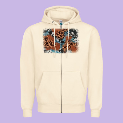 Leopard Cowhide Background Zipper Hoodie Designed By Barkaloodesign