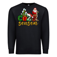 Black cozy season with santa christmas tree cactus and gift Premium Sweatshirt - AdoDesignShop