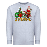 Heather Grey cozy season with santa christmas tree cactus and gift Premium Sweatshirt - AdoDesignShop