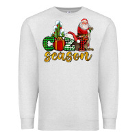 Oatmeal Heather cozy season with santa christmas tree cactus and gift Premium Sweatshirt - AdoDesignShop