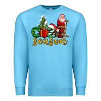 Ocean Blue cozy season with santa christmas tree cactus and gift Premium Sweatshirt - AdoDesignShop