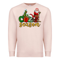 Pale Pink cozy season with santa christmas tree cactus and gift Premium Sweatshirt - AdoDesignShop
