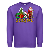 Purple cozy season with santa christmas tree cactus and gift Premium Sweatshirt - AdoDesignShop