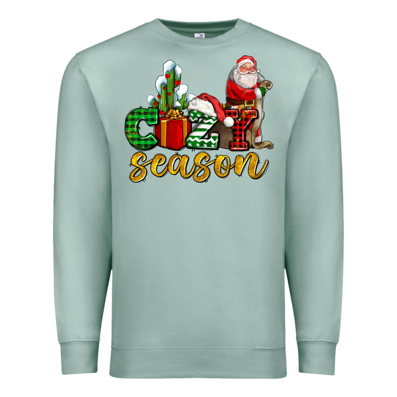 Cozy Season With Santa Christmas Tree Cactus And Gift Premium Sweatshirt by AdoDesignShop | Teevron