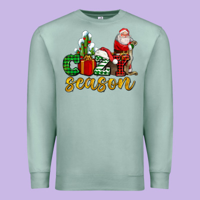 Cozy Season With Santa Christmas Tree Cactus And Gift Premium Sweatshirt Designed By Adodesignshop