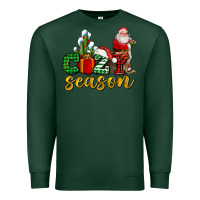 Sports Green cozy season with santa christmas tree cactus and gift Premium Sweatshirt - AdoDesignShop
