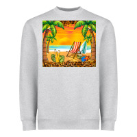 Heather Grey sunset beach Heavyweight Sweatshirt - BarkalooDesign