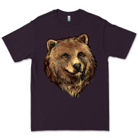 Plum Grizzly Bear Head Premium Tee - HowdyJamesFarm