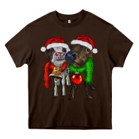 Chocolate Brown two christmas heifers Heavy Core Tee - RanaPortraitStore