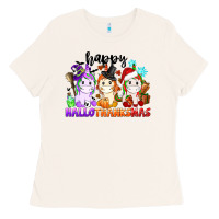 Bone happy hallothanksmas unicorn Ladies Tee - CowGirlArtShop