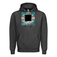 Charcoal Heather gemstone turquoise serape custom photo frame coaster Zipper Hoodie - BarkalooDesign