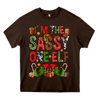 Chocolate Brown I'm the sassy on the elf Heavy Core Tee - NancyCooperArtShop