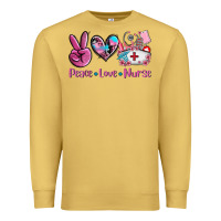 Antique Gold peace love nurse Premium Sweatshirt - AdoDesignShop
