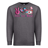 Charcoal Heather peace love nurse Premium Sweatshirt - AdoDesignShop