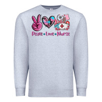 Heather Grey peace love nurse Premium Sweatshirt - AdoDesignShop