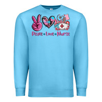 Ocean Blue peace love nurse Premium Sweatshirt - AdoDesignShop
