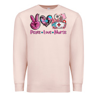 Pale Pink peace love nurse Premium Sweatshirt - AdoDesignShop
