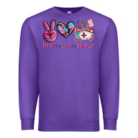 Purple peace love nurse Premium Sweatshirt - AdoDesignShop