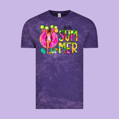 Hello Summer Donut Girl Vintage Tee Designed By Cowcowdesign