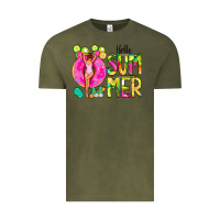 Vintage Olive Hello Summer Donut Girl Vintage Tee - CowCowDesign
