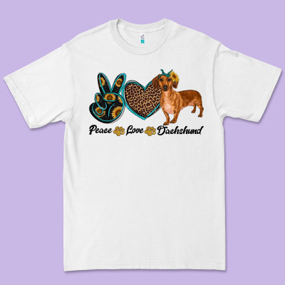 Peace Love Dachshund Premium Tee Designed By Ranaportraitstore