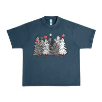 Midnight Navy black and white christmas trees with lights Urban Heavy Tee - FaDigitalArtStudio