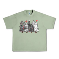 Oil Green black and white christmas trees with lights Urban Heavy Tee - FaDigitalArtStudio