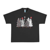 Pigment Black black and white christmas trees with lights Urban Heavy Tee - FaDigitalArtStudio
