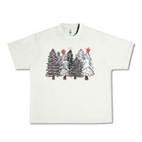 Pistachio black and white christmas trees with lights Urban Heavy Tee - FaDigitalArtStudio