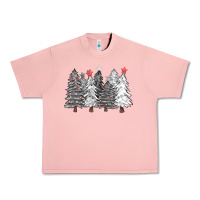 Salmon black and white christmas trees with lights Urban Heavy Tee - FaDigitalArtStudio