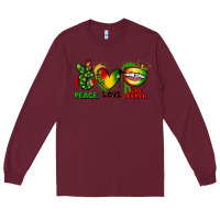 Burgundy peace love juneteenth Long Sleeve Tee - FaDigitalArtStudio