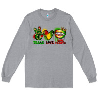 Heather Grey peace love juneteenth Long Sleeve Tee - FaDigitalArtStudio