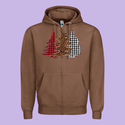 Christmas Trees Zipper Hoodie Designed By Barkaloodesign