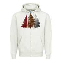 Oatmeal Heather christmas trees Zipper Hoodie - BarkalooDesign