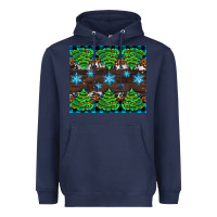 Navy Christmas tree with snow Heavyweight Hoodie - AdoDesignShop