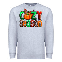 Heather Grey cozy season with fall colors palette and pumpkin Premium Sweatshirt - AdoDesignShop