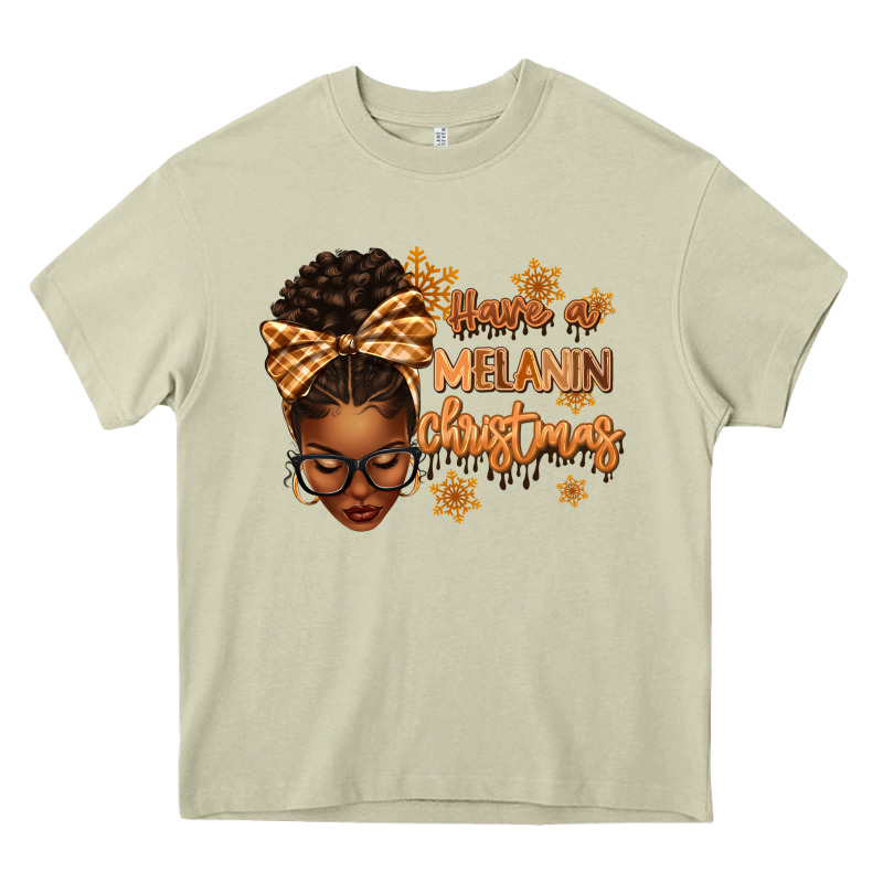 Have A Melanin Christmas Afro Woman Heavy Core Tee by texasbilliewilder | Teevron
