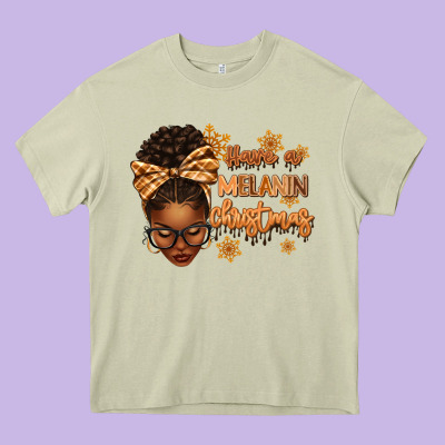 Have A Melanin Christmas Afro Woman Heavy Core Tee Designed By Texasbilliewilder