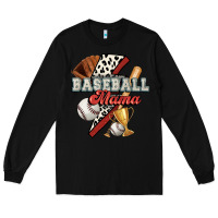 Black baseball mama Long Sleeve Tee - FaDigitalArtStudio