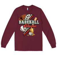 Burgundy baseball mama Long Sleeve Tee - FaDigitalArtStudio
